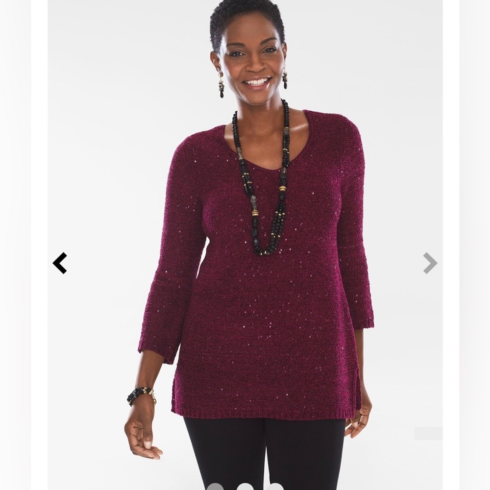 Chico’s‎ Shine Pullover Sweater V-neck Size 0